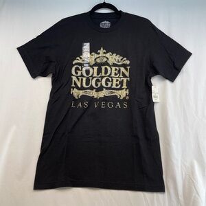 Las Vegas Golden Nugget Casino Graphic T-Shirt Black Gold Size Medium - NEW
